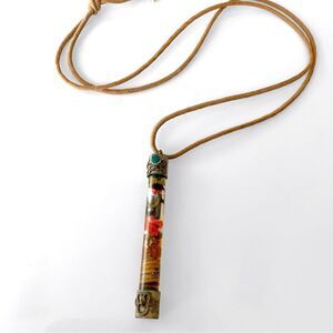 Vintage Glass Vial Pendant Necklace